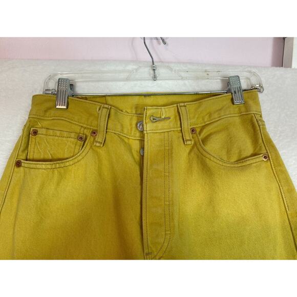 Levis 501 Jeans Men's 30X30 (actual 28x27") Yellow Denim Button Fly Straight Leg - Picture 8 of 8